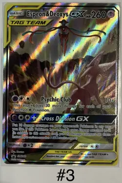 Pokemon TCG Espeon & Deoxys GX SM240 Black Star Promo Full Art Holo - Image 4