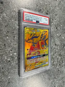 Pokemon TCG Reshiram & Charizard GX SM247 Black Star Promo Gold Holo PSA 9 MINT - Image 3