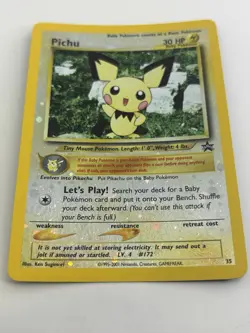 2001 Pokemon Black Star Promo #35 Pichu reverse foil holo Pokemon league NM - Image 5