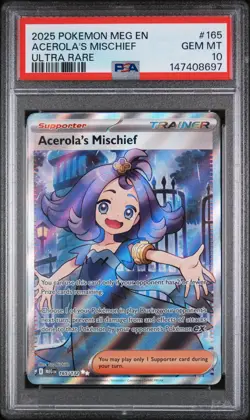 PSA 10 - 2025 Pokemon (Mega Evolution) - Acerola's Mischief #165 Ultra Rare - Image 1