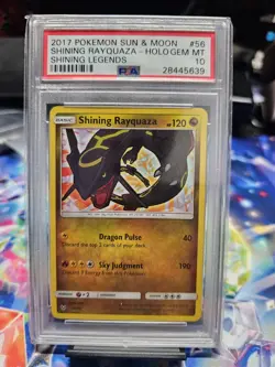 2017 POKEMON SUN & MOON SHINING LEGENDS #56/73 SHINING RAYQUAZA HOLO PSA 10 - Image 1