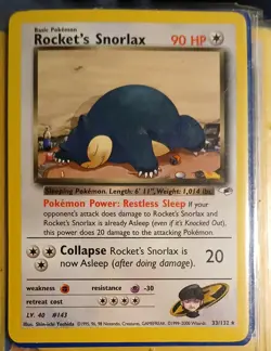 Pokemon TCG Rocket's Snorlax 33/132 Gym Heroes Rare 90 HP Regular - Image 1