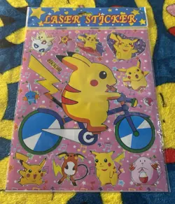 Pokemon Holo Pikachu Vintage Sticker Sheet Pocket Monsters Vending Machine 1998 - Image 3