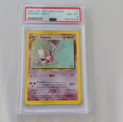 Pokemon Espeon 1/75 Neo Discovery Holo Rare Unlimited PSA 8 2001 - Image 1