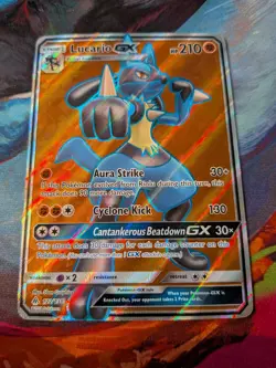 Pokemon Lucario GX 122/131 SM Forbidden Light Full Art Ultra Rare Holo Card - Image 3