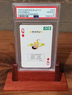 1998 Pokemon Weepinbell Blue Back Poker Playing Card Queen of Diamonds - PSA 10 - Image 1