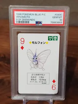 1998 Pokemon Venomoth Blue Back Poker Playing Card 9 of Diamonds- PSA 10 - Image 1