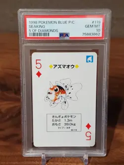 1998 Pokemon Seaking Blue Back Poker Playing Card 5 of Diamonds - PSA 10 - Image 1