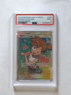 PSA 9 Misty's Favor Full Art 235/236 2019 Pokemon Sun & Moon Unified Minds - Image 1