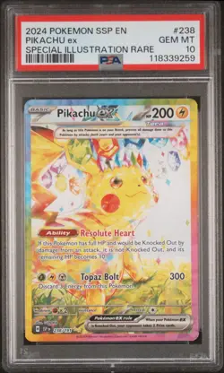 2024 POKEMON SSP EN-SURGING SPARKS SPECIAL ILLUSTRATION RARE PIKACHU EX PSA 10 - Image 1