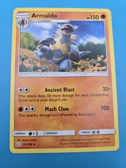 Pokemon Cosmic Eclipse #112/236 Rare Armaldo NM - Image 1