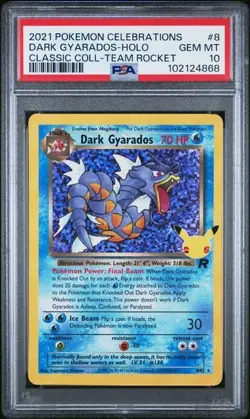 2021 POKEMON CELEBRATIONS CLASSIC COLL #8 DARK GYARADOS-HOLO PSA 10 - Image 1