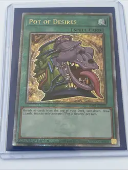 Yugioh Pot of Desires - RA01-EN056 - Quarter Century Secret Rare - 1st Ed NM - Image 1