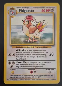 Pidgeotto 022/102 Regular Rare - Base Set Pokemon Card - GD - Image 1