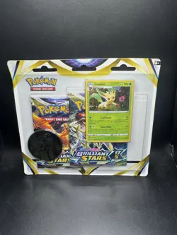 Pokemon TCG Brilliant Stars 3 Pack Blister Leafeon Promo - Image 1