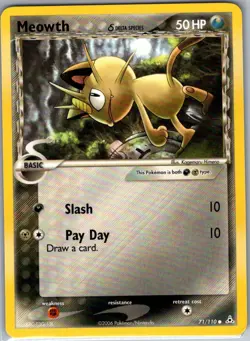 Meowth (Delta Species) 71/110 Non Holo Holon Phantoms - Pokemon Card - NM - Image 1