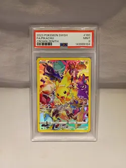2023 POKEMON SWORD & SHIELD CROWN ZENITH #160 FULL ART/PIKACHU PSA 9 - Image 1