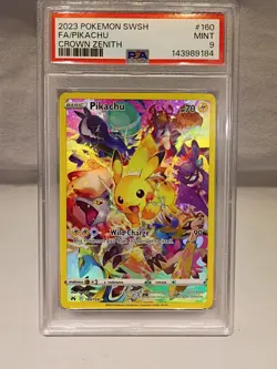 2023 POKEMON SWORD & SHIELD CROWN ZENITH #160 FULL ART/PIKACHU PSA 9 - Image 2