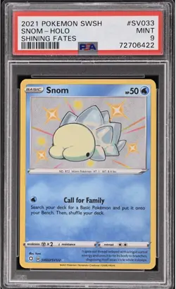 2021 POKEMON SWORD & SHIELD SHINING FATES #SV033 SNOM HOLO PSA 9 - Image 1