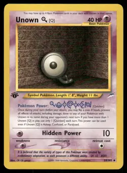 Pokemon Cards Unown [Q] 59/105 1st Edition Neo Destiny WOTC Uncommon LP - Image 1