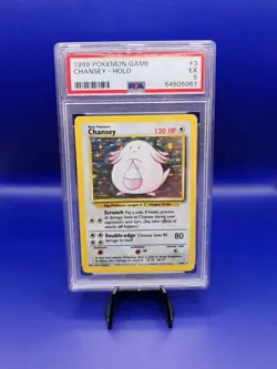 Chansey 3/102 Holo Rare Base Set Pokemon Card TCG WOTC 1999 Pokemon Graded PSA 5 - Image 1
