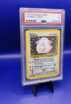 Chansey 3/102 Holo Rare Base Set Pokemon Card TCG WOTC 1999 Pokemon Graded PSA 5 - Image 5