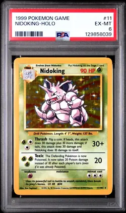 1999 POKEMON GAME #11 NIDOKING-HOLO PSA 6 - Image 1