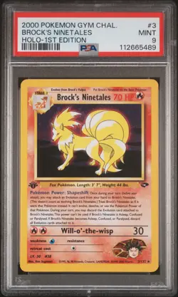 Brock's Ninetales 3/132 1st Edition Gym Challenge Pokemon PSA 9 - Image 1