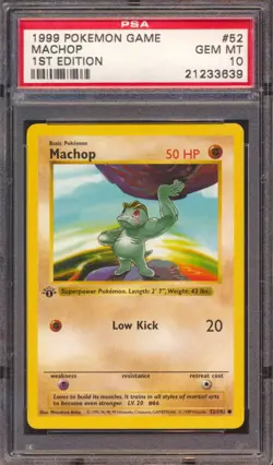 1999 POKEMON GAME MACHOP #52 1ST EDITION PSA 10! - Image 1