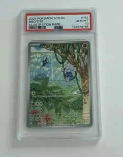 PSA 10 Meditite 153/142 Stellar Crown Illustration Rare Pokemon TCG - Image 1