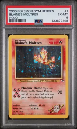 2000 POKEMON GYM HEROES #1 BLAINE'S MOLTRES HOLO PSA 6 - Image 1