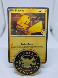 Pikachu Pokemon Day 2026 Promo Card 051/162 with Coin - Image 1