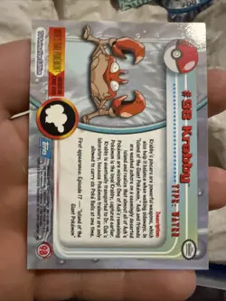 Topps Pokemon Foil Holo Card TV Animation Series 2 Blue Logo #98 Krabby Nm - Image 2