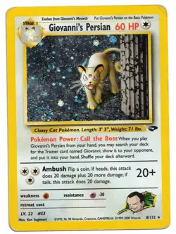 Pokemon Card: Giovanni's Persian HOLO 8/132 Gym Challenge Set Rare Swirl! PL - Image 1
