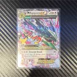 Pokemon M Rayquaza EX Full Art Holo Mega Dragon 220 HP Emerald Break Card - Image 1