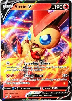 Victini V 025/202 ULTRA RARE Pokemon Card TCG 2020 Sword & Shield Base Set NM+ - Image 1