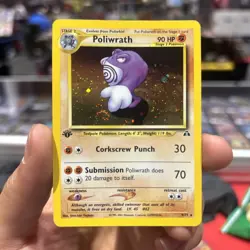 Pokemon Cards: Neo Discovery 1st Edition Rare Holo: Poliwrath 9/75 WOTC - Image 1