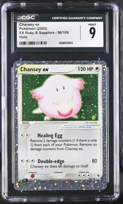 CGC 9 MINT Chansey ex 2003 EX Ruby & Sapphire 96/109 Holo Pokemon Card - Image 1