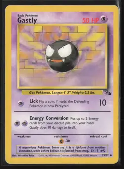 Gastly Uncommon Fossil 33/62 HP Pokemon Card - Image 1