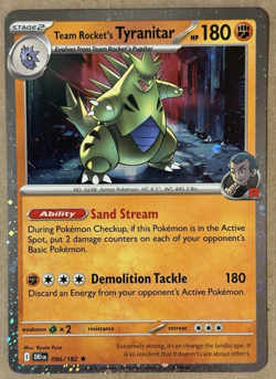 Team Rocket's Tyranitar Cosmos Holo Destined Rivals Promo 096/182 Pokemon TCG - Image 1