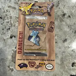 Pokemon Fossil Booster Blister Pack Lapras Artwork 1999 WOTC Factory Sealed - Image 1