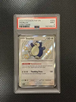 Pokemon TCG Snorlax 202/091 Shiny Holo Rare Paldean Fates PSA 9 - Image 1