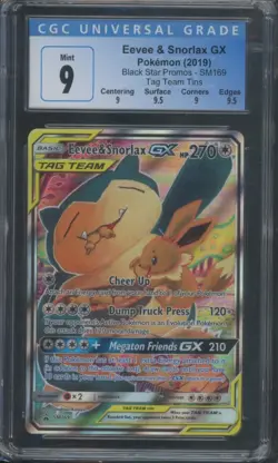Pokemon TCG Eevee & Snorlax GX SM169 Sun & Moon Promo CGC 9 - Image 1