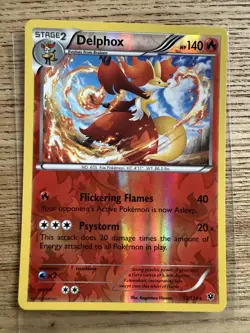 Pokemon TCG Fates Collide Delphox Reverse Holo Card 13/124 NM - Image 1