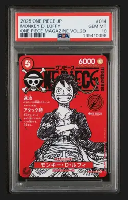 2025 One Piece Magazine Vol.20 Promo Monkey D Luffy Japanese card PSA10 - Image 1