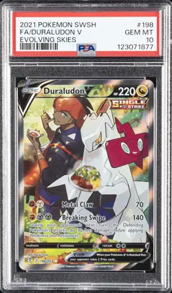 2021 POKEMON SWORD & SHIELD EVOLVING SKIES #198 FULL ART/DURALUDON V PSA 10 - Image 1