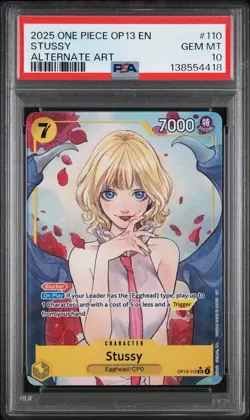 2025 ONE PIECE OP13-CARRYING ON HIS WILL ALTERNATE ART #110 STUSSY PSA 10 - Image 1