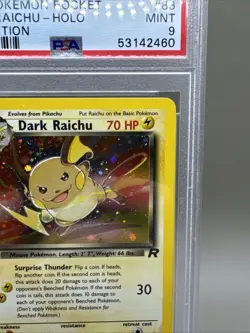 2000 Pokemon Team Rocket 1st Edition Dark Raichu Holo #83 PSA 9 - Image 3