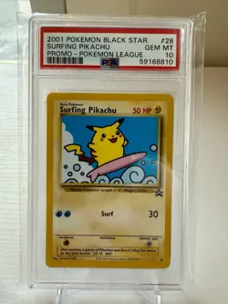 Pokemon Surfing Pikachu Black Star League Promo #28 PSA 10 Gem Mint - Image 1