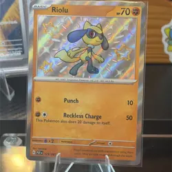 Pokemon TCG Riolu 173/091 Paldean Fates Shiny Holo Rare S&V *Perfect Mint* - Image 2